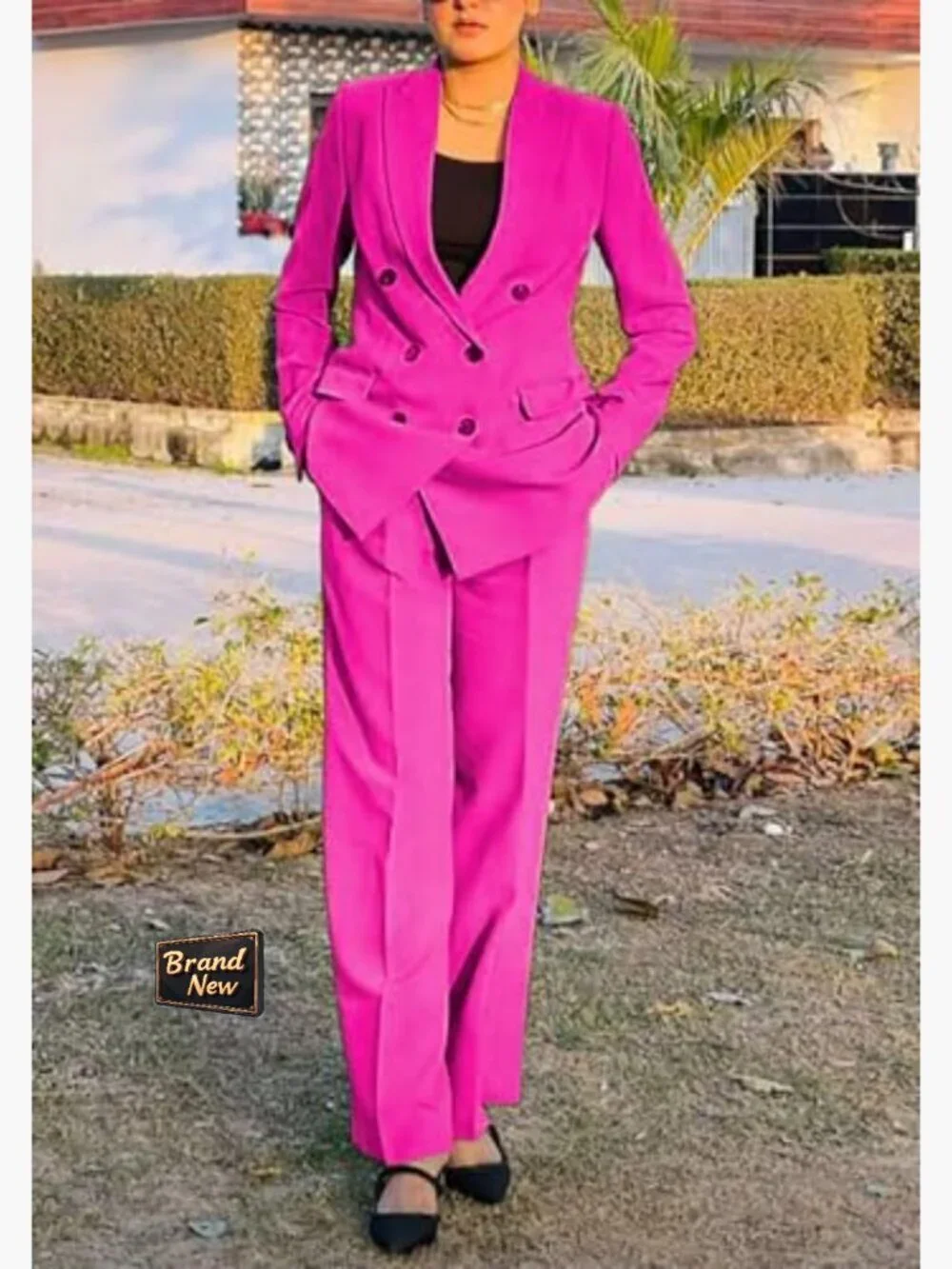 Business Casual Suit Set Blazer and Straight Leg Pants